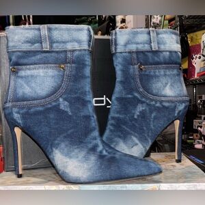 Unilady denim Ankle bootie with stiletto heel